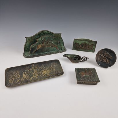Max LE VERRIER (1891-1973) GARNITURE DE BUREAU...