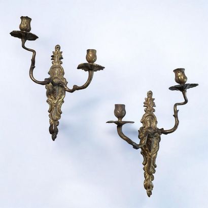 Pair of Louis XV period two-armed twisted...