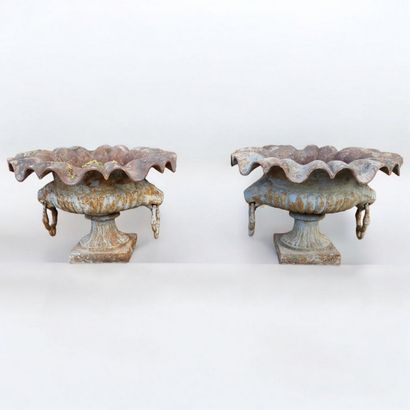 PAIRE DE VASES DE JARDIN A COL PLISSE sur...