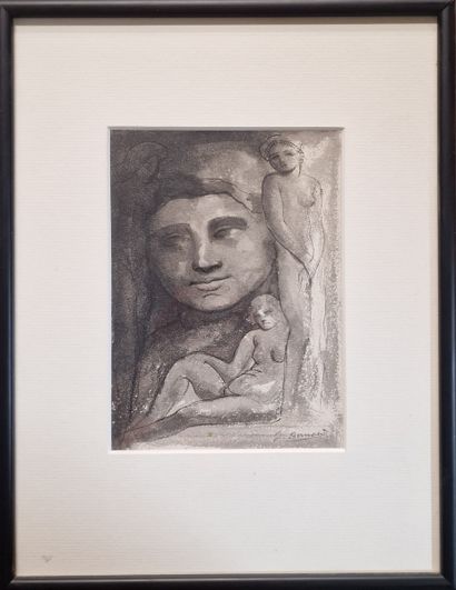 Joseph BERNARD (1866-1931)
Etude de nu 
ENCRE...