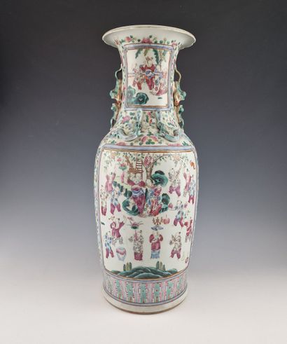 CHINE CANTON XIXEME SIECLE - GRAND VASE en...
