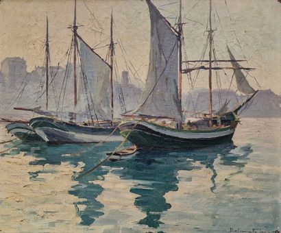 Louis DELAMALLE XXème Siècle
Bateaux au port
HUILE...