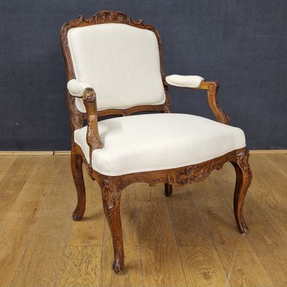 Louis XV period reclining flat-back beech...