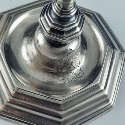 PAIR OF SILVER FLAMBEAUX (950 thousandths)...