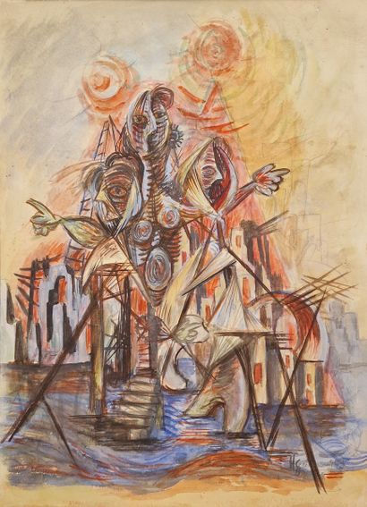 Hella GUTH (1908-1992)
Composition surréaliste...