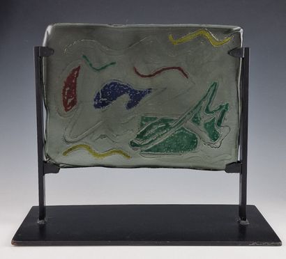 ECOLE DU XXEME SIECLE - PLAQUE DE VERRE ET...
