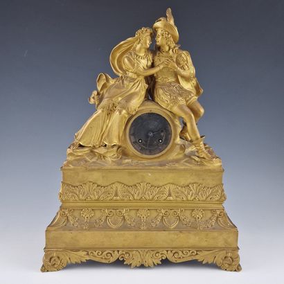 PENDULE d'Epoque Romantique en bronze doré...