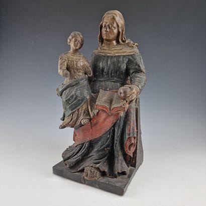 SAINTE ANNE EDUCATRICE en bois sculpté et...