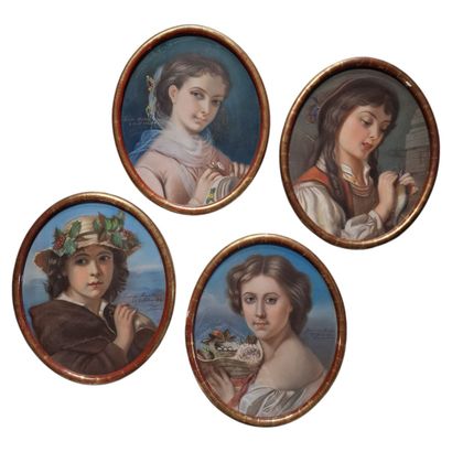 ECOLE DU MILIEU DU XIXEME SIECLE 
Portraits...