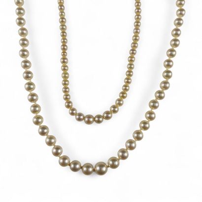 TWO FALLING CULTURAL PEARL COLLARS Modern...