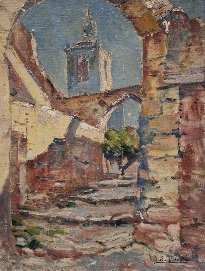 Paul LEVERE (1875-1949)
Vue d’une église...