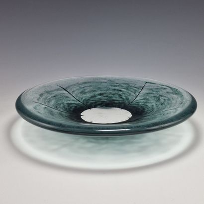 DAUM FRANCE - ROUND FRUIT CUP in blue moulded...