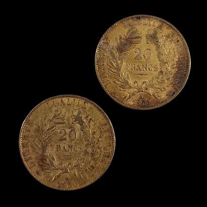 2 PIECES DE 20 FRANCS FRANCAIS OR Cérès
P....