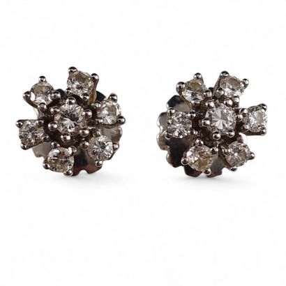 PAIR OF Modern FLORIFORM EARRINGS in 750...