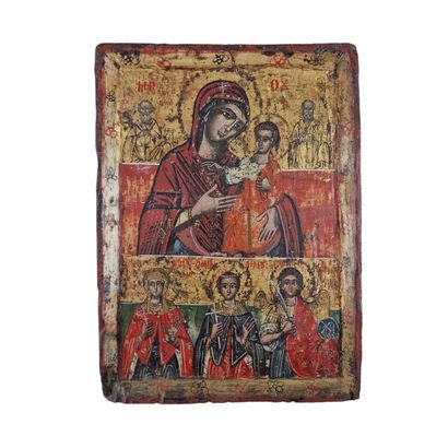 ICON of the Mother of God surmounted by three...