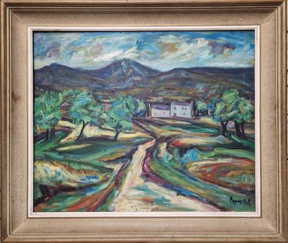 POPOVITCH (XXth CENTURY) 
Landscape and buildings...
