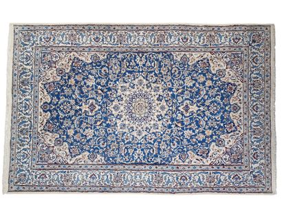WOOL AND SILK NAIN CARPET (cotton warp and...