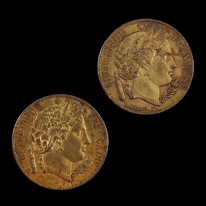 2 PIECES DE 20 FRANCS FRANCAIS OR Cérès
P....