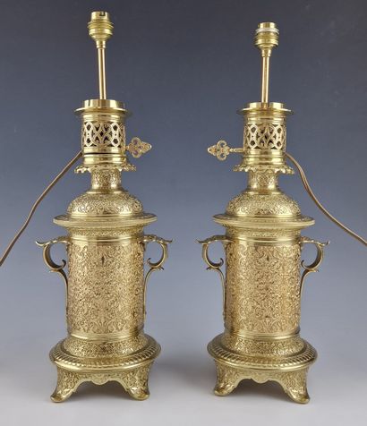 Armand POINT (1860-1932) - PAIR OF OIL LAMPS...