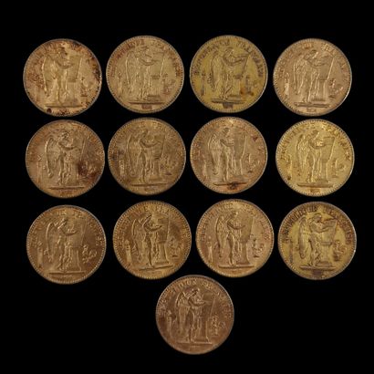 13 PIECES DE 20 FRANCS FRANCAIS OR au Génie
P....