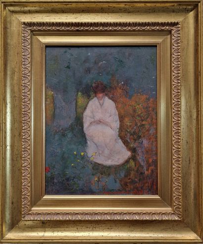 Guido MAZZOCHI (1877-1962) 
Woman in a garden...