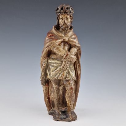 ECCE HOMO in carved, polychromed and gilded...