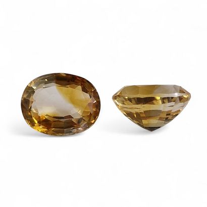 TWO fine white and orange quartz stones,...