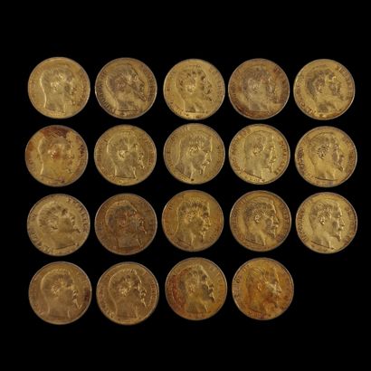 19 PIECES DE 20 FRANCS FRANCAIS OR dont 7...