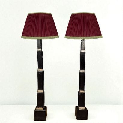 PAIRE DE LAMPADAIRES ELECTRIQUES à fut à...