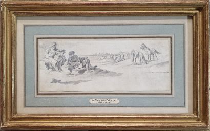 Attributed to Adriaen VAN DE VELDE (1636-1672)
Peasants...