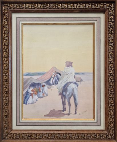 Jul de TOUL (XXth Century)
Berber camp 
GOUACHE
Signed...