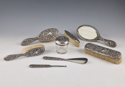 SEVEN-PIECE TOILET HANDKERCHIEF Circa 1900,...