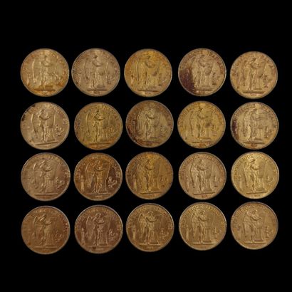 20 PIECES DE 20 FRANCS FRANCAIS OR au Génie
P....