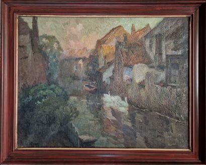 G. ROMEO (20th century)
Swan on a canal,...