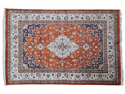 SILK GHOUM CARPET (warp, weft and silk velvet),...