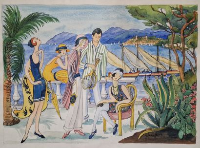 Yvonne HUET (XXème Siècle) 
Vacances à Cannes...
