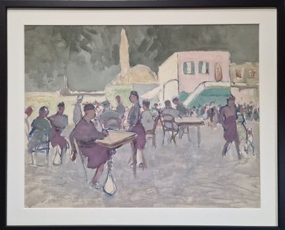 Horace CRISTOL (1878-1959) Café terrace near...