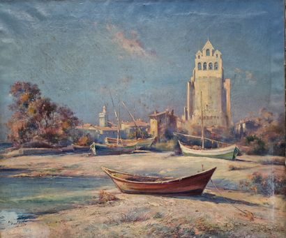 MALFROY (XIX-XXème Siècle)
Barque en bord...