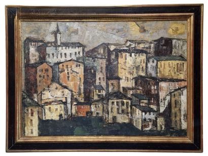 MODERN SCHOOL 
View of a village
OIL ON CANVAS...