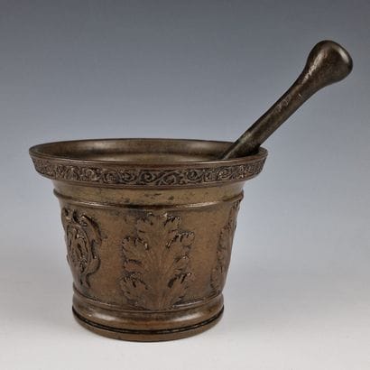 A 17th century brown patina bronze MORTIER...