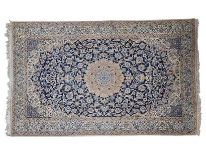 WOOL AND SILK NAIN CARPET (cotton warp and...