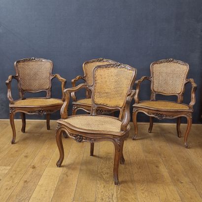 PAIR OF CANNES CHAIRS with cabriolet violonné...