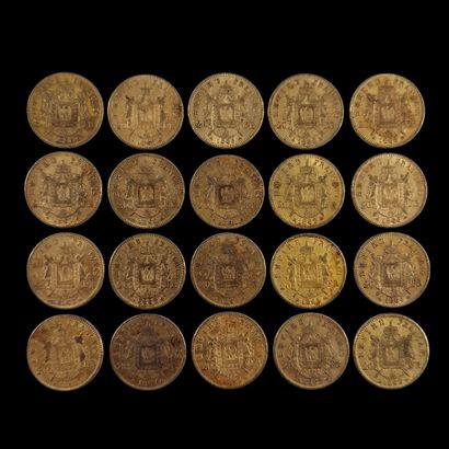 20 PIECES DE 20 FRANCS FRANCAIS OR Napoléon...