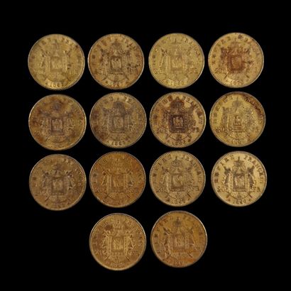 14 PIECES DE 20 FRANCS FRANCAIS OR Napoléon...
