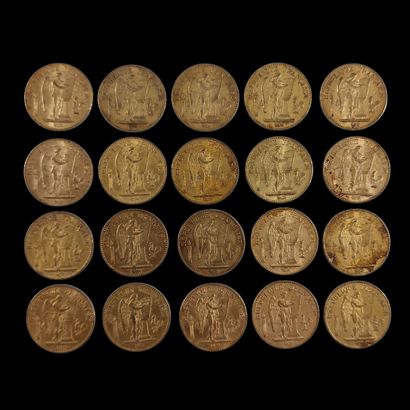 20 PIECES DE 20 FRANCS FRANCAIS OR au Génie
P....