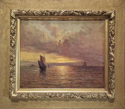 Emile MAILLARD (1846-1926)
Voiliers au couchant...