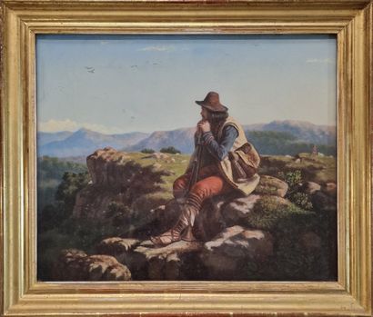 Portrait of a shepherd with a blunderbuss...