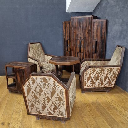 MOBILIER DE SALON d'Epoque Art Déco en bois...