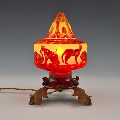 LE VERRE FRANCAIS - LAMPE VEILLEUSE d'Epoque...
