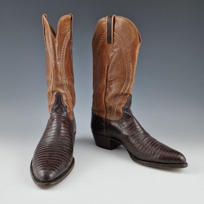 LUCCHESE - Pair of camel leather and brown...